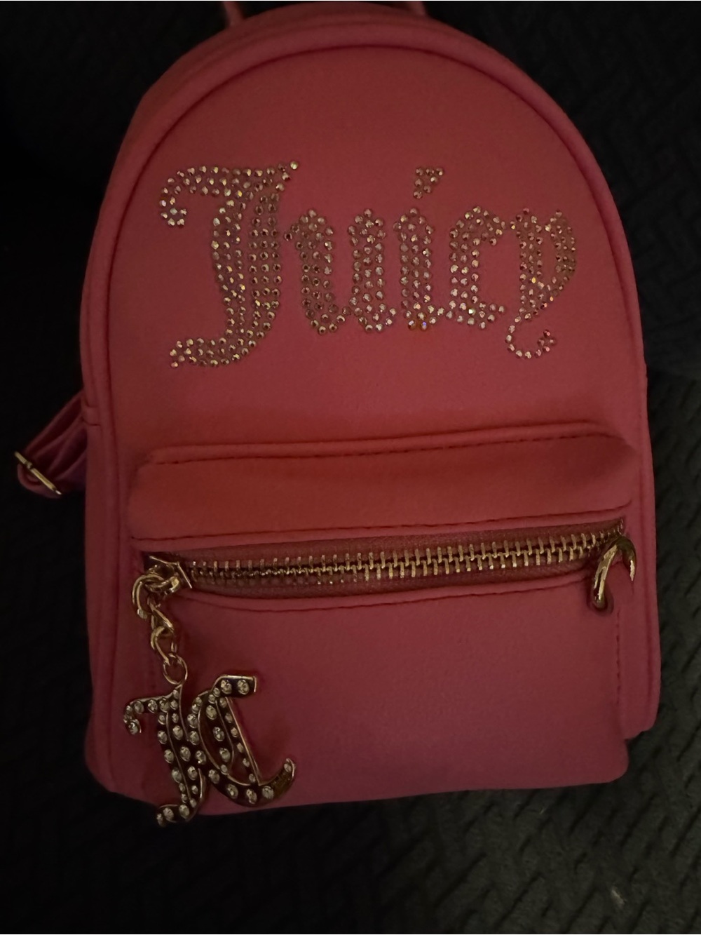 NWT Juicy Couture Pink Rhinestone Mini Backpack Bling JC Charm Logo